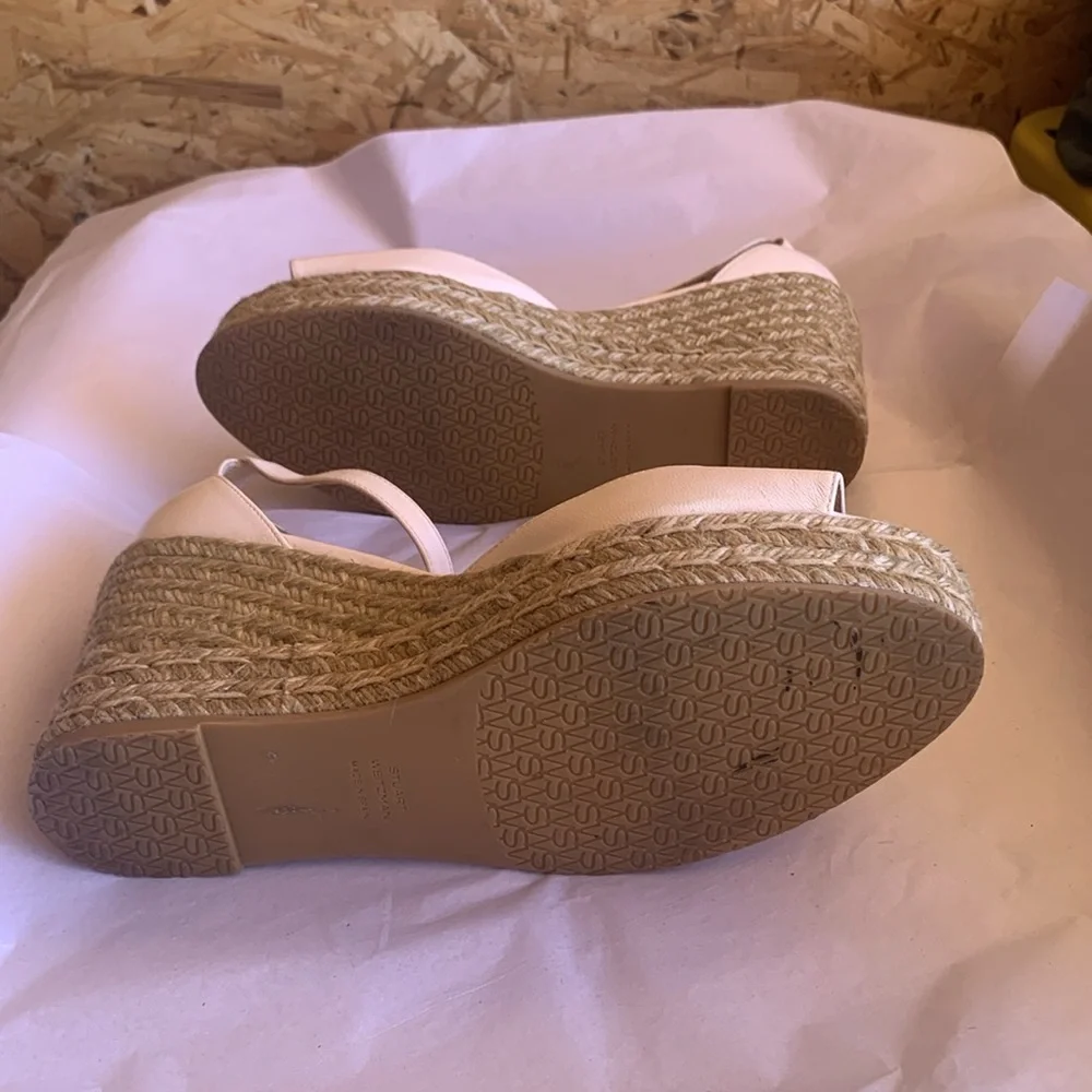 NWOT Stuart Weitzman Nudistia Espadrille Wedge Platforms in off White Size 9